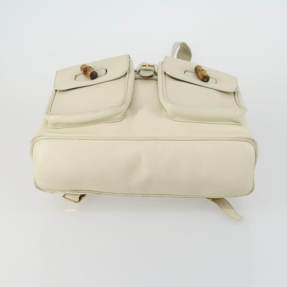 GUCCI Bamboo Backpack Leather Outlet Ivory Gold 003 8016 2058 Auth 151337 - Picture 5 of 16